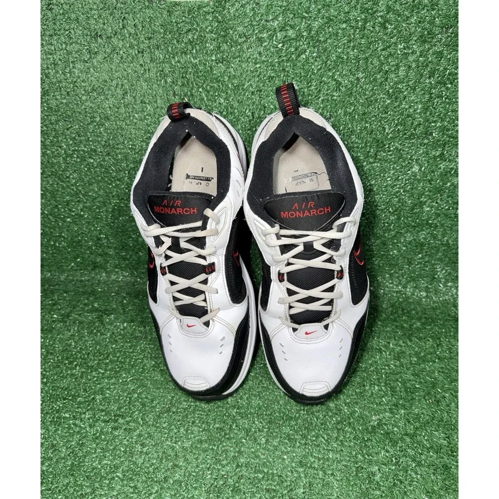 Nike Air Monarch IV Mens Size 10 Black White Red Comfort Shoes Walking Sneakers